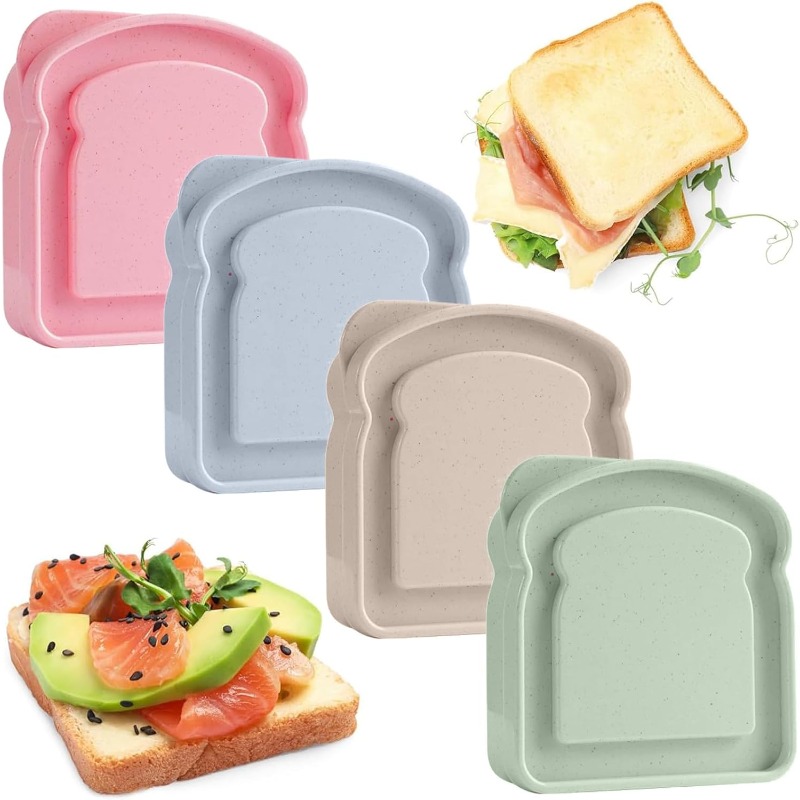 Meal Prep Box - 1/4개 샌드위치 용기 도시락 토스트 모양