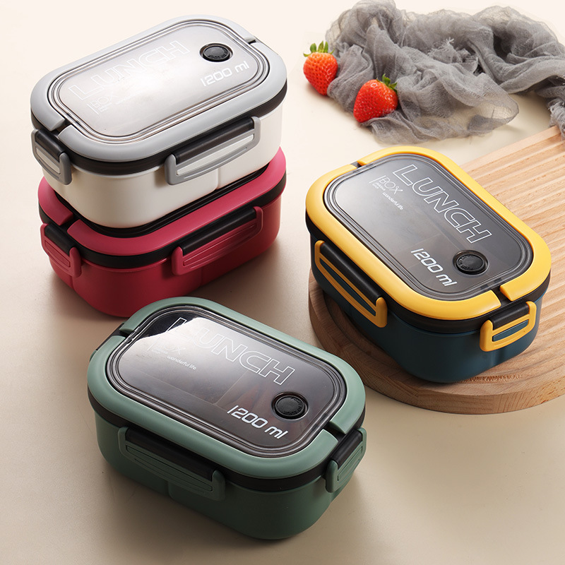 Meal Prep Box - 이중 레이어 도시락 상자, 학생 직장인