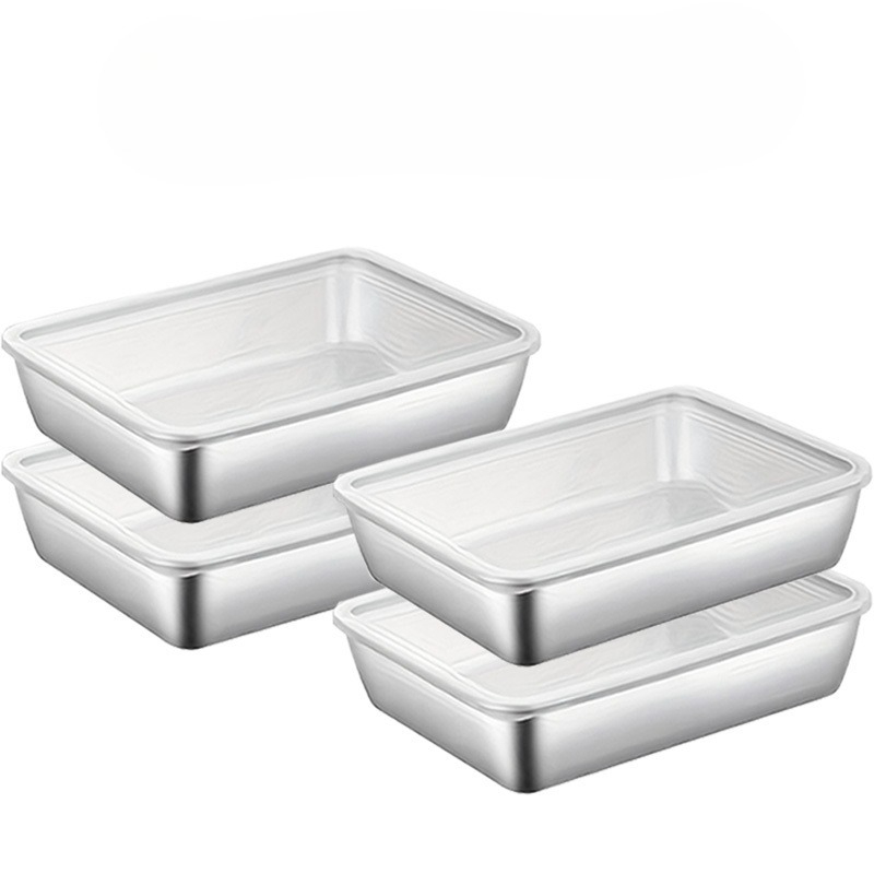 Meal Prep Box - 4종 대용량 스테인리스 직사각 밀폐용기 다용도