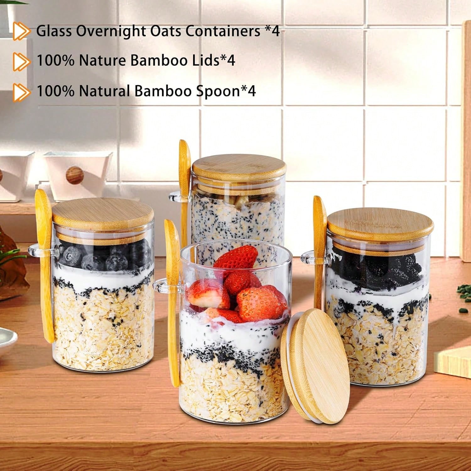 타이릭스마 16온스 유리 밀폐 용기 4개 세트, 밤에  - Meal Prep Oatmeal 리뷰 및 가격