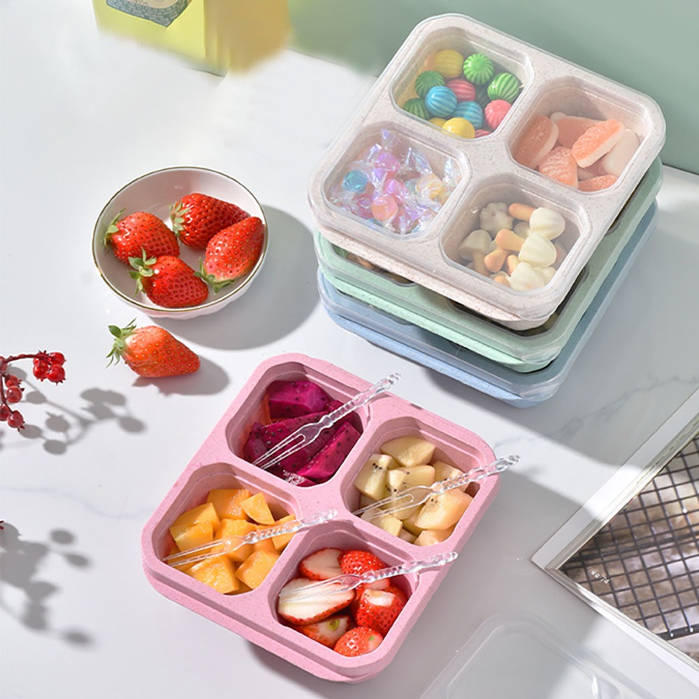 1개 재사용 가능한 밀짚 소재 4칸 음식 용기(뚜껑 포 - Meal Prep Box 리뷰 및 가격
