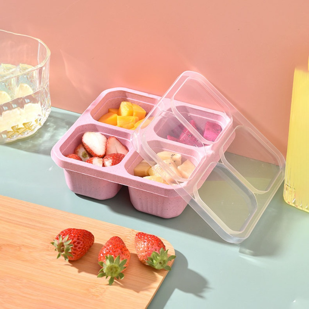 1개 재사용 가능한 밀짚 소재 4칸 음식 용기(뚜껑 포 - Meal Prep Box 리뷰 및 가격