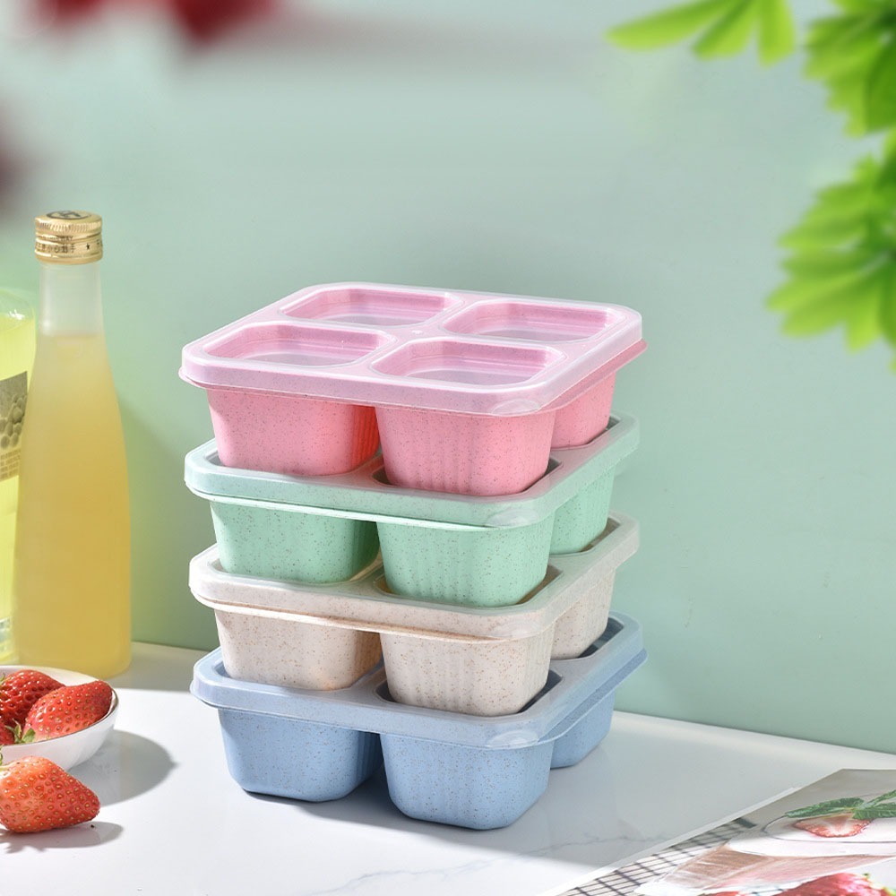 1개 재사용 가능한 밀짚 소재 4칸 음식 용기(뚜껑 포 - Meal Prep Box 리뷰 및 가격