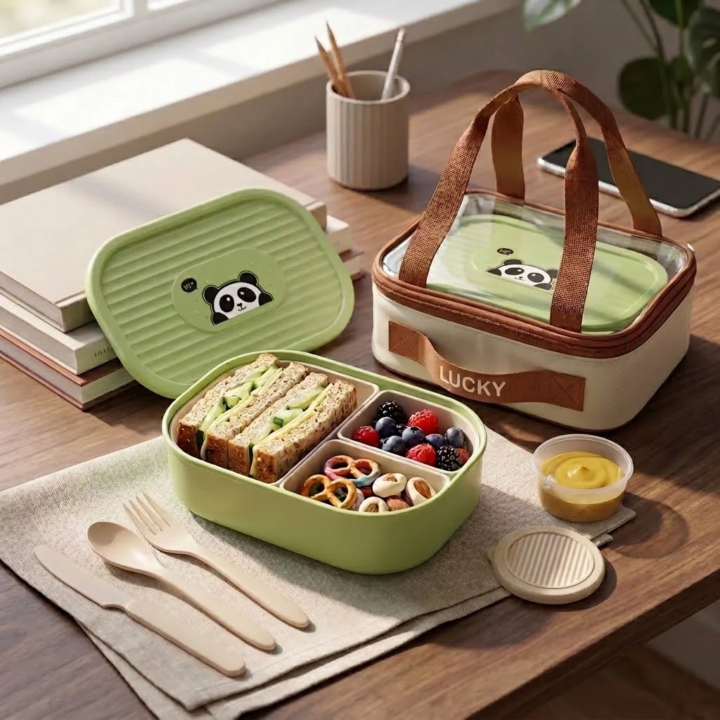 뚜껑이 있는 어린이용 도시락통, 3칸 분리형 플라스틱  - Meal Prep Jars With Lids 리뷰 및 가격
