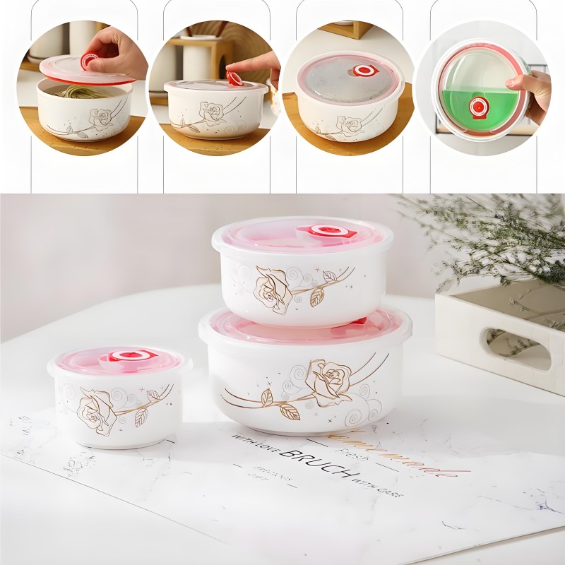 3 피스 세트, 고급 본 차이나 도시락 세트, 일본 스 - Meal Prep Box 리뷰 및 가격