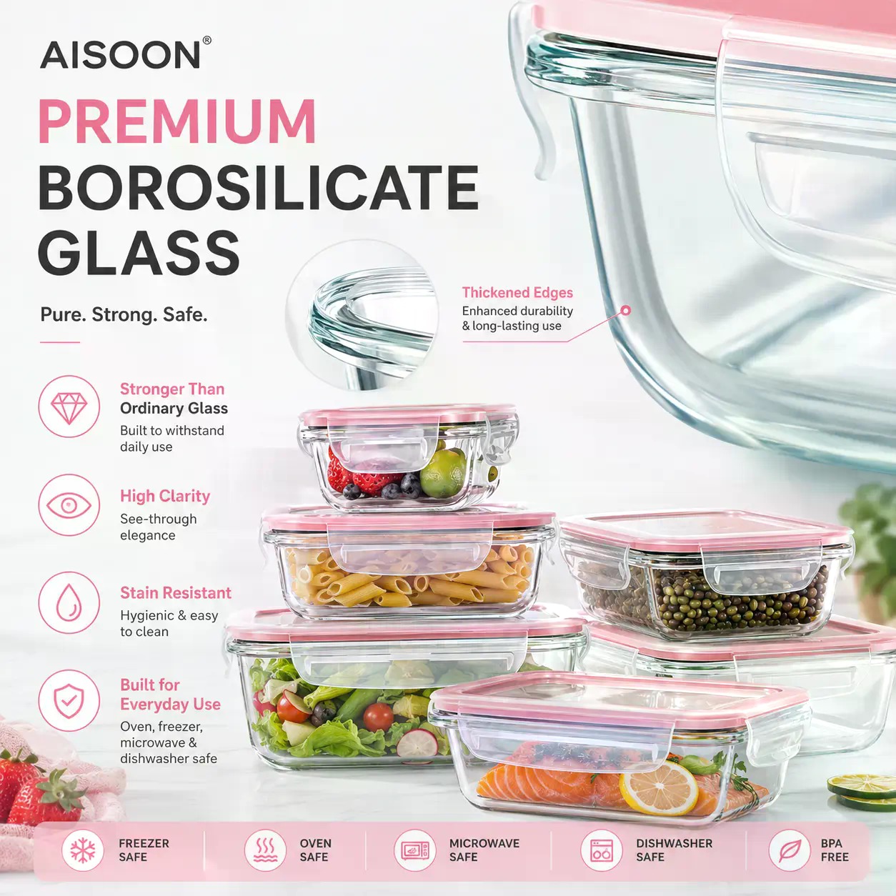 AISOON 12/8개 세트 적층형 보로실리케이트 유리 - Meal Prep Meal Ideas 리뷰 및 가격