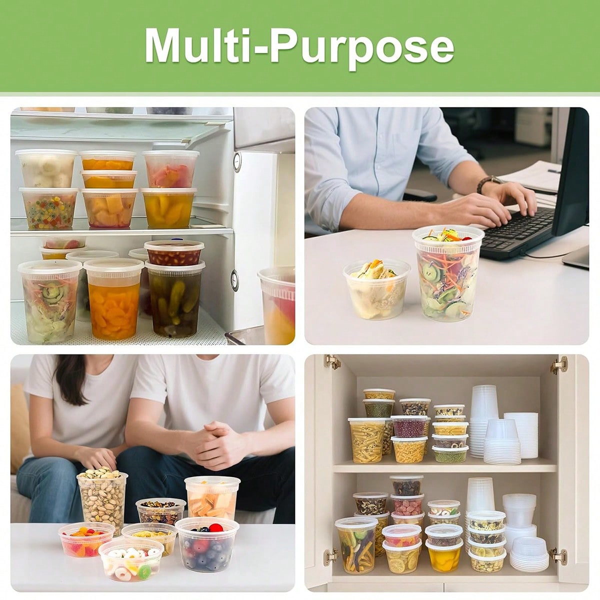 24개 세트의 식품 보관 용기, 32온스 플라스틱 식품 - Meal Prep Jars With Lids 리뷰 및 가격